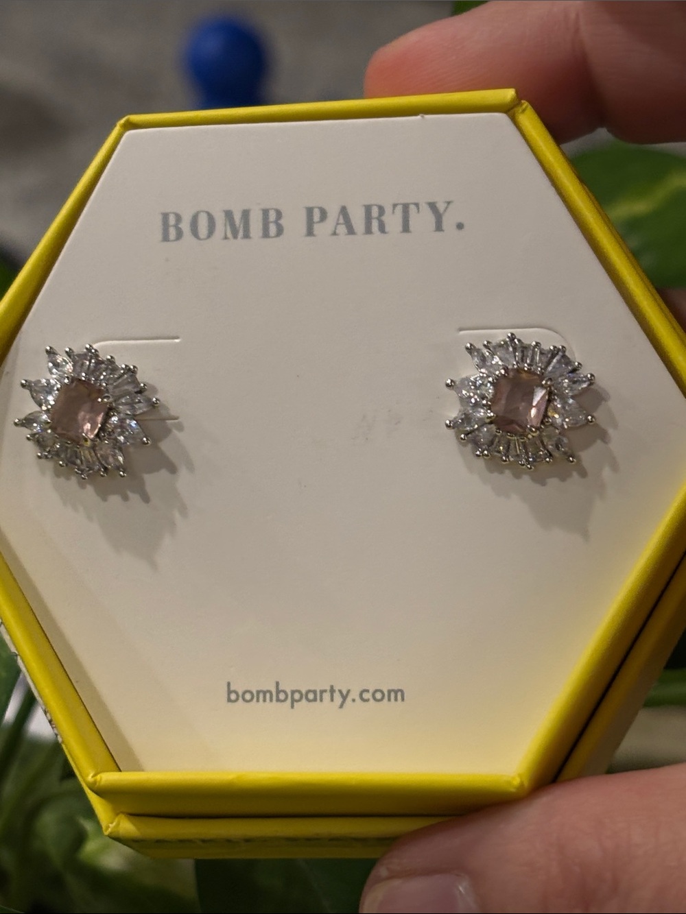 Light brown amethyst Crystal Halo Stud Earrings